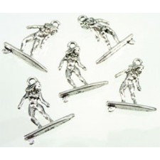 Metaal bedel - surfster ± 23x19mm